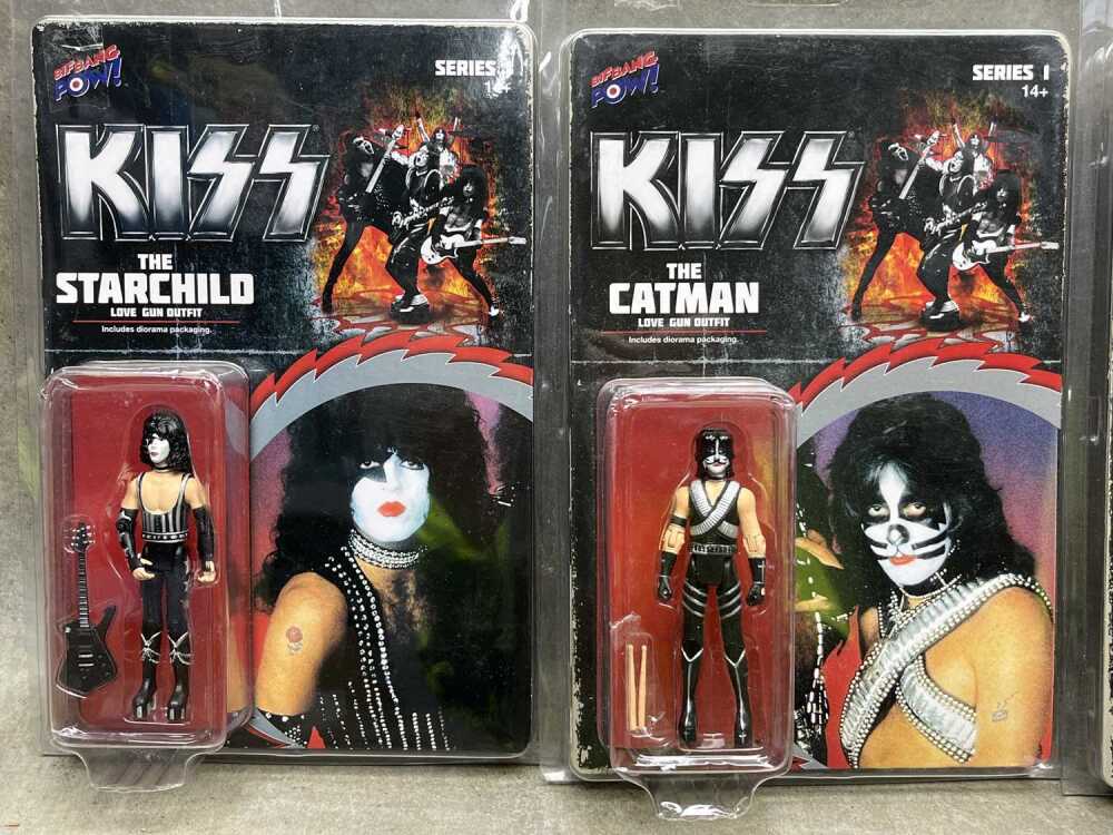 Four carded 3 3/4 KISS miniature action figures