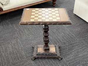 Timber chess table with pedestal base