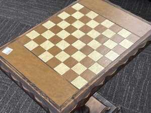 Timber chess table with pedestal base