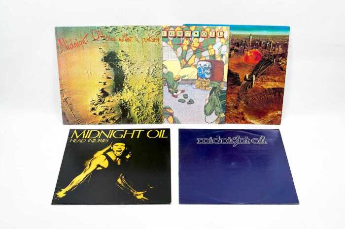 Five Midnight Oil vinyl records