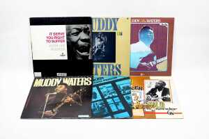 Six John Lee Hooker and Muddy Waters Blues vinyl records