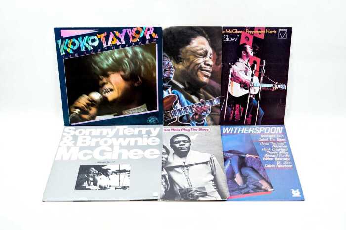 Six Blue vinyl records