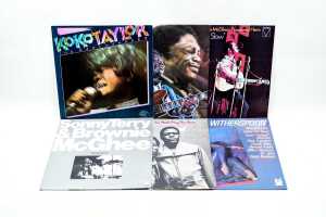 Six Blue vinyl records
