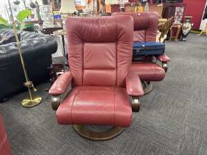 Perceval Lafer Kiri red leather swivel recliner - 4