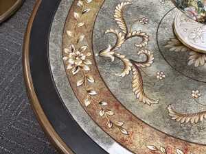 Ornate inlaid pedestal table - 3
