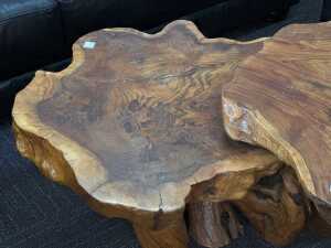 Two-tier natural timber coffee table - 2
