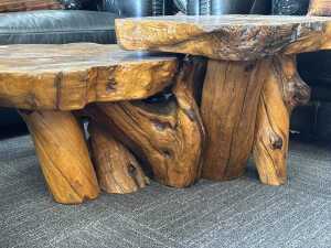 Two-tier natural timber coffee table - 4