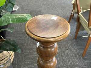 Turned timber pedestal stand - 2