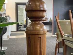 Turned timber pedestal stand - 4