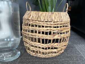 Decorative artificial plant in a woven basket planter - 4