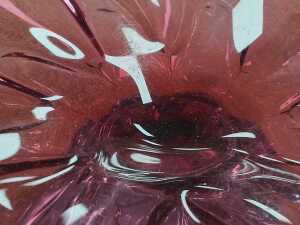 Mid-century art glass centrepiece bowl in blue and pink - 4