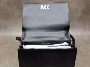 Designer-style black and silver-tone handbag. - 3
