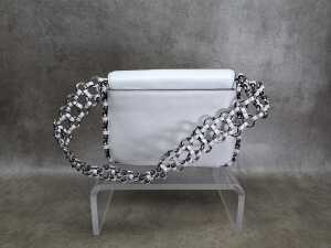 Designer-style handbag in white and silver tones. - 3