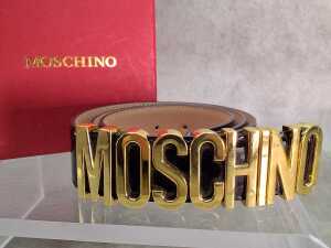 Designer-style black patent and gold-tone belt. - 2