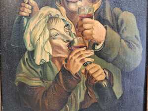 After Jan Felix's Piwarski, Pair of Drunkards, tempera painting on panel - 3