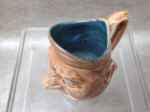Bendigo potter face jug with brown and blue glaze. - 4
