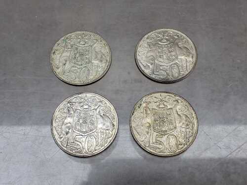 92 · Four 1966 Australian round 50 cent coins