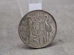 Four 1966 Australian round 50 cent coins - 2