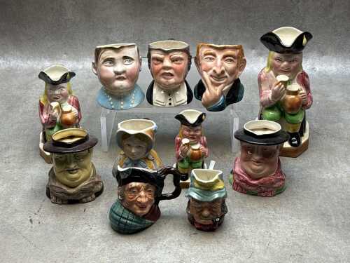 Collection of ceramic character and Toby jugs