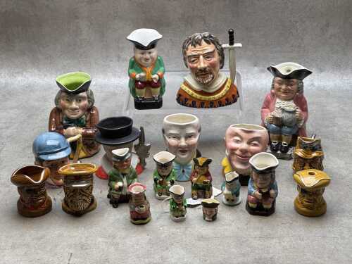Collection of ceramic character and Toby jugs