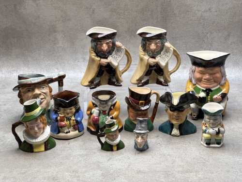 Collection of ceramic character and Toby jugs
