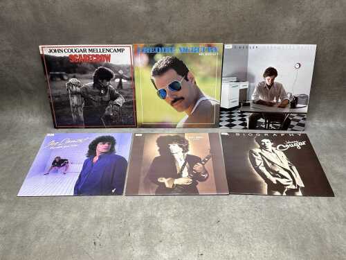 Six rock and pop vinyl records