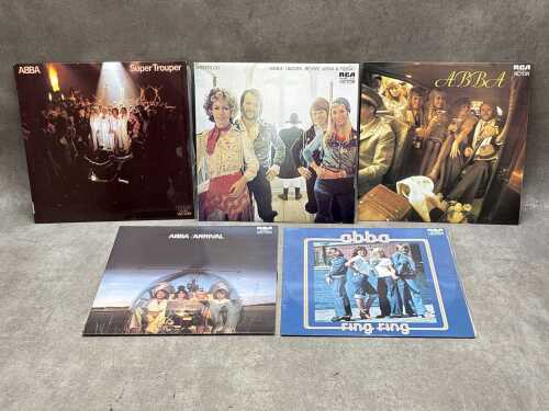 Five ABBA vinyl records