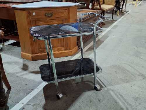 2-tier glass and chrome trolley