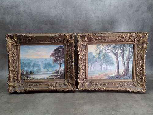 Rosamund Heritage (1925-2021), Scotts Creek, Meadows (2). Two oil paintings on canvas