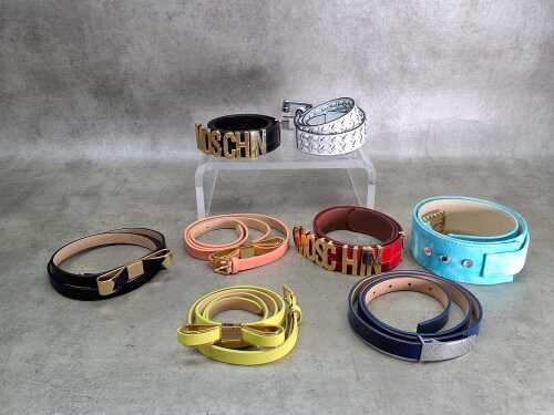 Eight designer-style belts