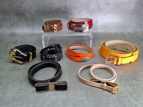 Eight designer-style belts