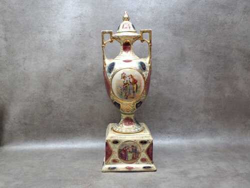 Antique Royal Vienna twin handled urn