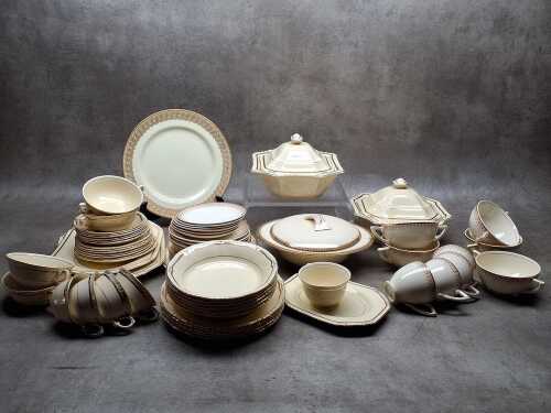 Porcelain cream and gold part dinner settings