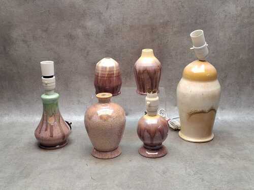 Remude Art Deco drip glaze pottery lamps and lamp bases