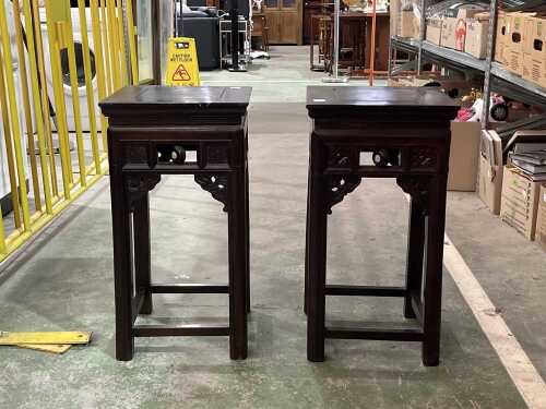 Pair of Chinese timber plant stand