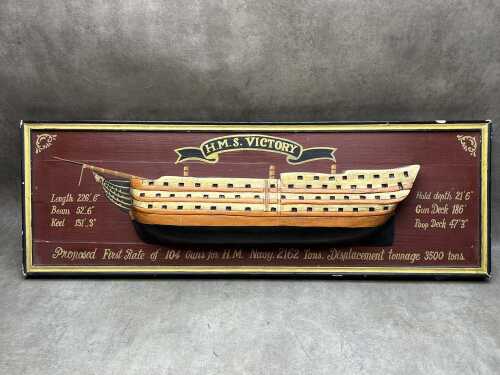 HMS Victory carved timber commemorative wall plaque