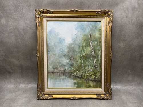 Gwyn Williams, untitled riverscape. Oil painting on board