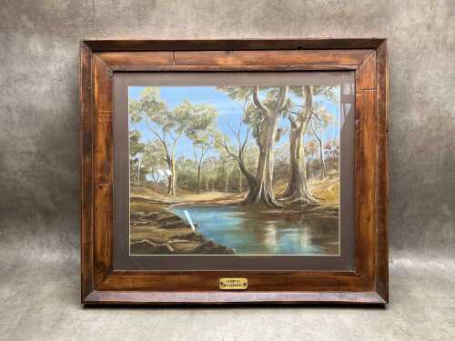 LC van Wyk, Busch scene. Vintage acrylic painting on board