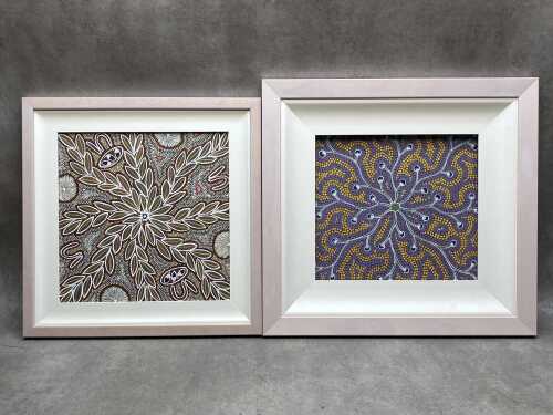 Two Indigenous acrylic paintings on canvas