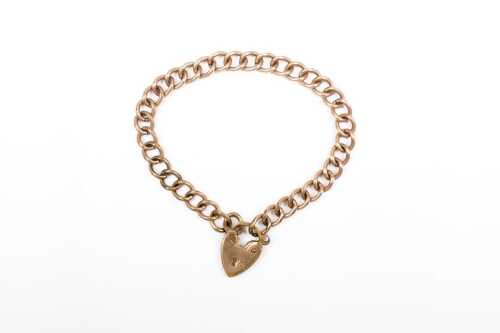 A vintage 9 carat lined padlock bracelet