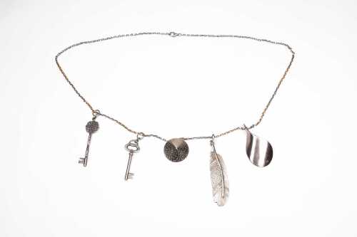 A necklace with five pendant in sterling silver