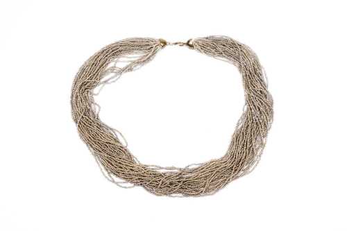 A multi strand necklace in sterling silver