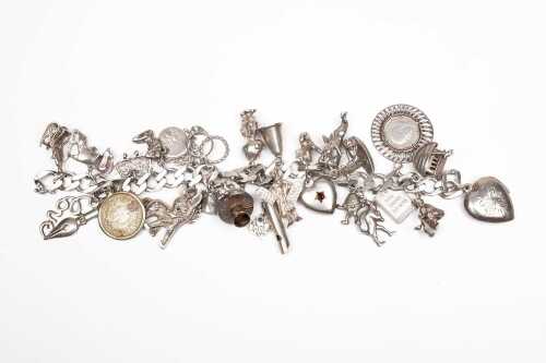 A vintage charm bracelet in sterling silver