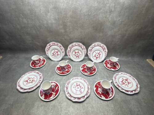Fitz and Floyd Town and Country porcelain dinner setting for six