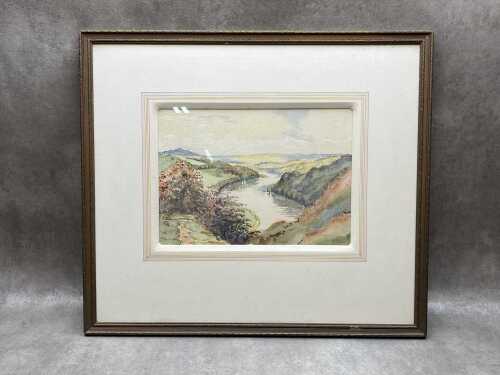 Artist unknown, (Landscape with river valley), watercolour painting on paper