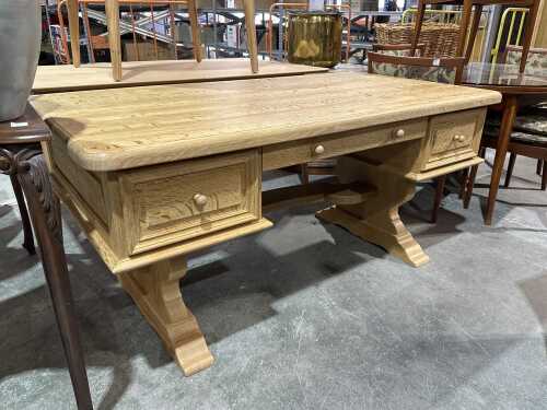 Solid light oak desk