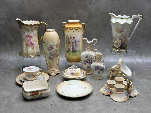 Assorted English and European blushware ceramics