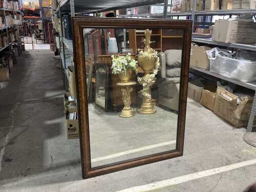 Vintage burr walnut with string inlay framed wall mirror
