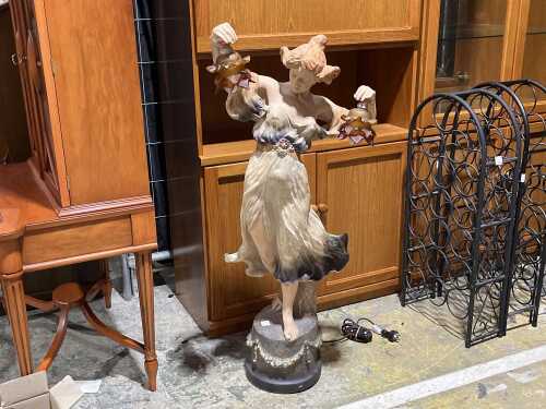 Art Nouveau plaster figural lamp