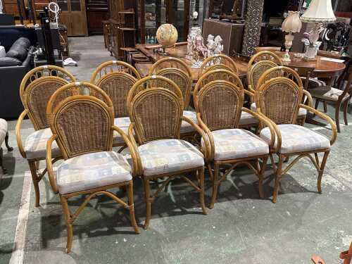 A set of nine rattan chairs